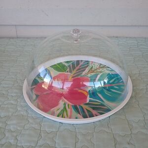 Mainstays Acrylic Dome Cover Melamine Food Serve Plate Cake Tray Set